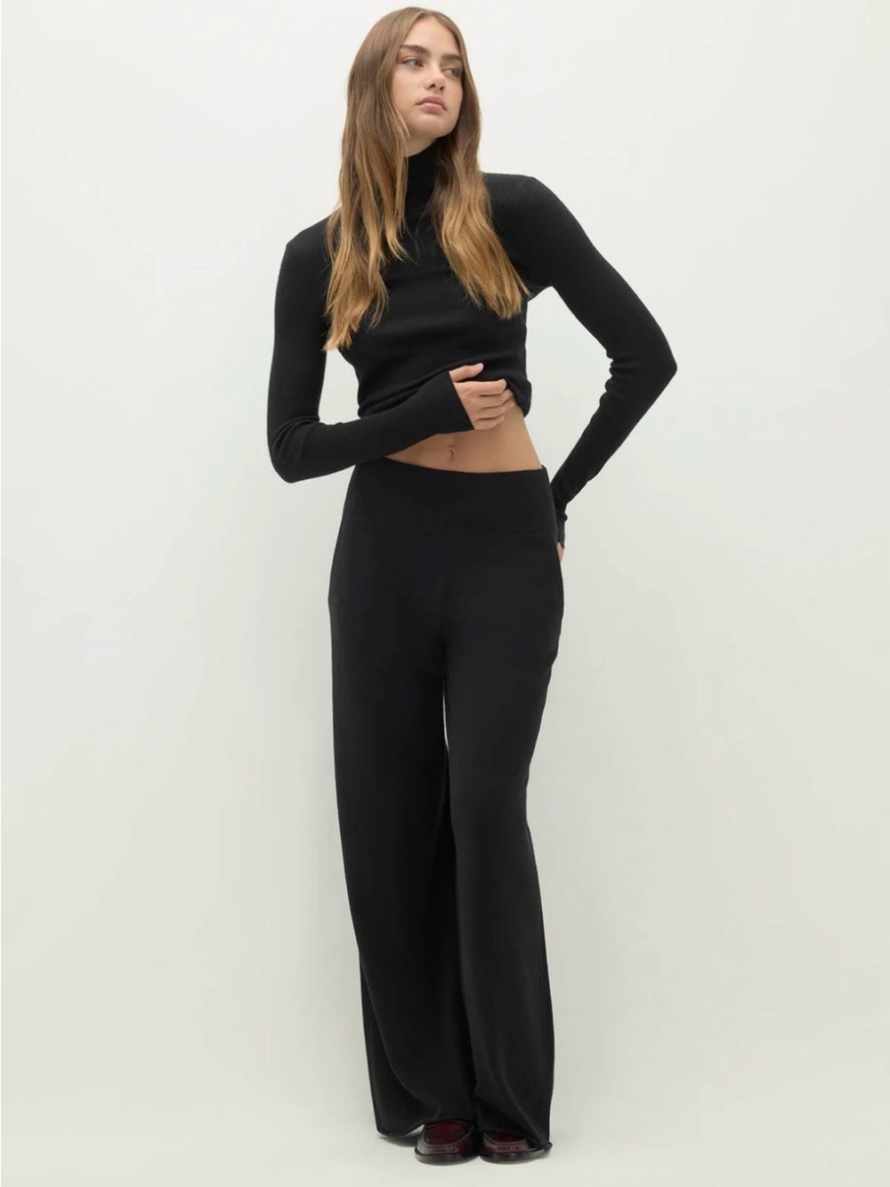 NWT Naked Cashmere Anastasia Wide Leg Pants sz M 100% cashmere, black